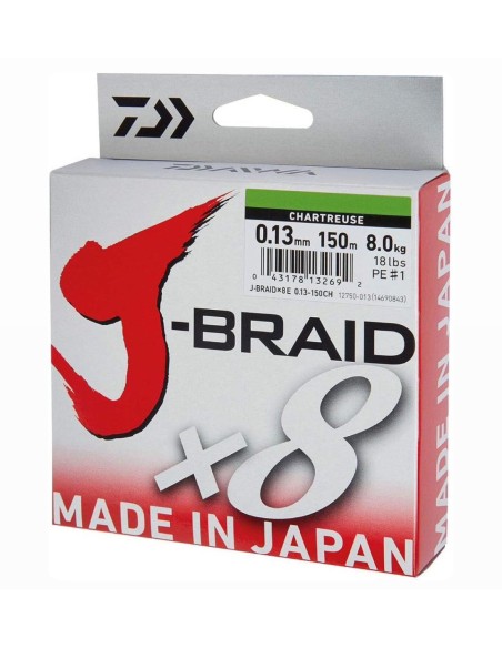 TRENZADO DAIWA J-BRAID X8 CHARTREUSE 150M