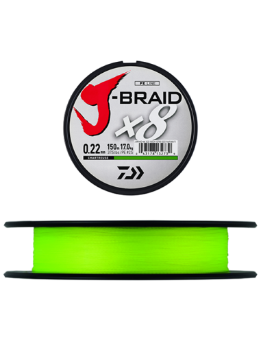 TRENZADO DAIWA J-BRAID X8 CHARTREUSE 150M
