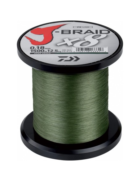 TRENZADO DAIWA J-BRAID X8 DARK GREEN 0.42MM GRANEL