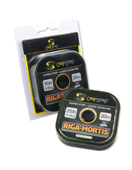 MONOFILAMENTO CARP SPIRIT RIGA-MORTIS SUPER STIFF-CHOD HOOKLINK 20LB GREEN